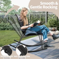 Tangkula 2pcs Patio Rocking Chair Heavy-Duty Metal Rocker Outdoor Anti-Slip Gray -Tangkula GUEST 6c8ddff9 341c 4f6e 8df6 60d497f6d3d8
