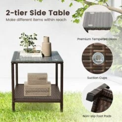 Tangkula 3 PCS Rocking Set Wicker Rocking Chairs W/ 2-Tier Coffee Table Patio Black -Tangkula GUEST 6c96cdae a14d 4a95 830c 51232c1bccac