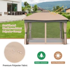 Tangkula Patio 12'x 10'Canopy Heavy Duty Steel Gazebo Double Vented Outdoor Brown -Tangkula GUEST 6cc3f84a 67f9 442f 88e3 86d0c474d175