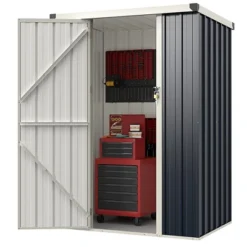 Tangkula 4 X 3 FT Metal Outdoor Storage Shed W/ Lockable Door Garden Utility Tool House -Tangkula GUEST 6d166b63 1209 4db4 ae19 012d3eb8af9b
