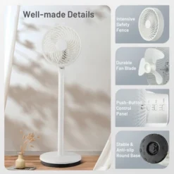 Tangkula 9" Pedestal Fan With Remote, Oscillating Air Circulator Fan W/ 3 Wind Speeds & 7 H Timer, Tiltable Design, Ultra Quiet Standing Fan White -Tangkula GUEST 6de3453a 75b0 4a1a 8cb1 0251eab3f22d
