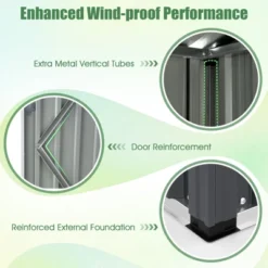 Tangkula 5 X 3 FT Outdoor Storage Shed Galvanized Metal Tool House W/ Sloped Roof Gray -Tangkula GUEST 6de9f440 37c5 4f7a 894e 9275ba73349c