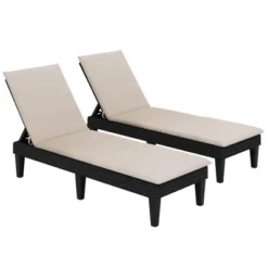 Tangkula 2PCS Patio Lounge Chair Recliner Chair W/ 3-Position Adjustable Backrest & Cushion Black & White 9 Tangkula 2PCS Patio Lounge Chair Recliner Chair W/ 3-Position Adjustable Backrest & Cushion Black & White -Tangkula GUEST 6e3a9dc2 0c04 45d2 b86c cac1b7dfa063
