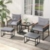 Tangkula 5 Piece Patio Conversation Set PE Rattan Wicker Chairs W/ 2 Ottomans Soft Cushions -Tangkula GUEST 6ed6c6f1 1e93 4ddf b8cd b574e51cfeaa