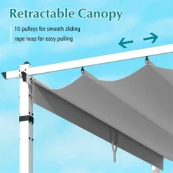 Tangkula 12' X 10' Outdoor Pergola W/ Retractable Canopy Aluminum Frame Anchors Patio -Tangkula GUEST 6f251d45 bbcd 457d 979b 511ce9ca4f6c