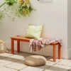 Tangkula Outdoor Solid Wood Bench Backless Dining Bench W/ Slatted Seat -Tangkula GUEST 6f41b7e6 a0d9 4a2e 82e4 c15dc7b7ae8e