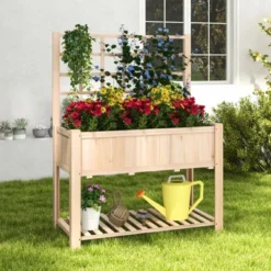 Tangkula Raised Garden Bed With Trellis 48x23x63 Inch Elevated Planter Box With Bed Liner Bottom Storage Shelf -Tangkula GUEST 6f93fd59 2a1a 4f77 9232 ebce4a7ec4b9