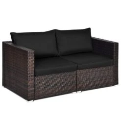 Tangkula 2-Piece Patio Wicker Corner Sofa Set Rattan Loveseat With Removable Cushions -Tangkula GUEST 6fb016be c4b5 44cd 9327 838f8d11b37b
