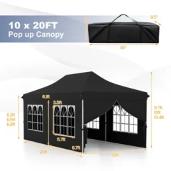 Tangkula 10 X 20FT Pop Up Canopy With 6 Sidewalls Outdoor Canopy Tent With Zippered Entrances Windows Blue/Black/Grey/White -Tangkula GUEST 6fc48d1d 51c1 4506 a548 faeba0a5f6ec