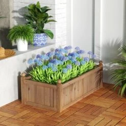 Tangkula Raised Garden Bed 46" X 24" X 16" Wooden Planter Box With 4 Drainage Holes Raised Garden Bed For Vegetables