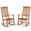 Tangkula 2 Pieces Patio Rocking Chair W/ 400 Lbs Weight Capacity Eucalyptus Wood Porch Rocker