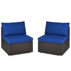 Tangkula 2PCS Patio Sectional Armless Sofas Rattan Furniture Set Outdoor W/ Cushions -Tangkula GUEST 701ca3a3 b82c 408a 9a25 87e17c64409b