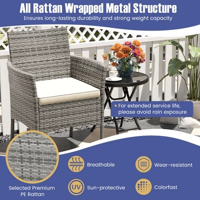 Tangkula Outdoor PE Wicker Chairs Set Of 4 Patio Dining Armchairs W/ Padded Cushions 7 Tangkula Outdoor PE Wicker Chairs Set Of 4 Patio Dining Armchairs W/ Padded Cushions - Image 5
