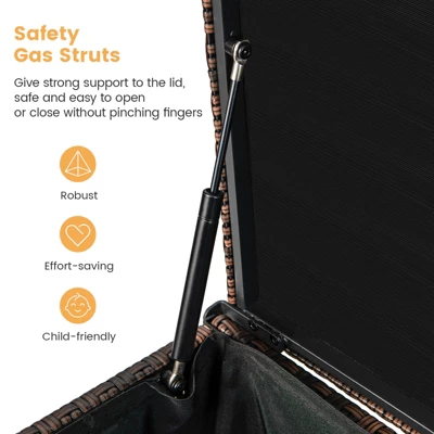 Tangkula 96 Gallon Outdoor Storage Box PE Wicker Deck Box With 4 Wheels & Waterproof Liner Patio Rattan Storage Container Mix Brown/Mix Grey 9 Tangkula 96 Gallon Outdoor Storage Box PE Wicker Deck Box With 4 Wheels & Waterproof Liner Patio Rattan Storage Container Mix Brown/Mix Grey - Image 7