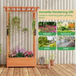 Tangkula 1pc/2pcs Raised Garden Bed With Trellis, Wood Elevated Garden Bed With Hanging Roof Planter Box Outdoor Planting Bed For Garden Patio Yard -Tangkula GUEST 70498d39 8d5a 4d9f bea6 0a38f69fb491