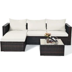 Tangkula 5-Piece Patio Rattan Conversation Set Ourdoor Sectional Cushioned Sofa With Table -Tangkula GUEST 70a241b4 7ac7 409b b432 dd13463d9948