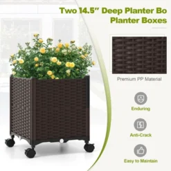 Tangkula 6.6 FT Arch Arbor Trellis W/ 2 Planter Boxes Garden Pergola Arbor W/ Detachable PE-Coated Metal Tubes Self-Watering System & Lockable Wheels -Tangkula GUEST 70a62761 f511 4de6 8fee 333034858ee8