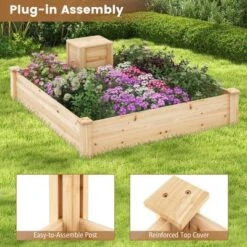 Tangkula Raised Fir Wood Garden Bed 49" X 49" X 10" Open Base Garden Bed W/ Composting Bin -Tangkula GUEST 70d6f205 34a6 453b 81c3 134517f76c9a