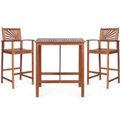 Tangkula 3-Piece Dining Table Set Acacia Wooden Table & Chair Set For Outdoor & Indoor Natural -Tangkula GUEST 70ec3aab 2cfd 4bed a238 42daec57fb5b