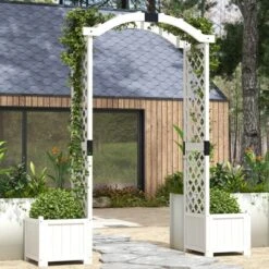 Tangkula Garden Arbor W/ Planter Wooden Planter Arch W/ Trellis White -Tangkula GUEST 715047f1 6514 4d34 8edc 3de545286009