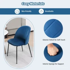 Tangkula Dining Chair Set Of 4 Upholstered Velvet Chair Set W/ Metal Base For Living Room -Tangkula GUEST 71560325 29ea 4c86 af0d 7226e25afdf5