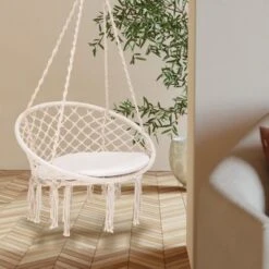 Tangkula Hanging Hammock Chair Macrame Swing Chair With Soft Cushion For Bedroom, Patio, Backyard, Balcony -Tangkula GUEST 715f904b 6f82 4e21 bf55 f319e6487531