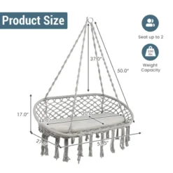 Tangkula 2 Person Hanging Hammock Chair W/ Cushion Macrame Swing 330 Lbs Capacity Grey 19 Tangkula 2 Person Hanging Hammock Chair W/ Cushion Macrame Swing 330 Lbs Capacity Grey -Tangkula GUEST 7161a428 976c 425d 9592 4559ea34f3ad