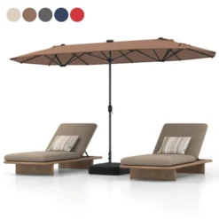 Tangkula 13 FT Patio Umbrella Double-Sided Market Umbrella With 36 Solar-Powered LED Lights Cross Base Included Beige/Grey/Navy/Red/Tan -Tangkula GUEST 7174cf30 5a71 467d 9659 b09daecd49ac