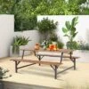 Tangkula 71" Patio Picnic Table Bench Set Outdoor Camping Table Set W/ Acacia Wood Tabletop & Seat 2" Umbrella Hole -Tangkula GUEST 71812d84 5c44 4ab2 a69e a905e9271a1a