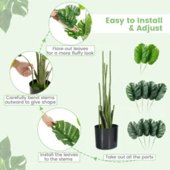 Tangkula Set Of 1/2 Artificial Monstera Deliciosa 4FT Fake Tropical Palm Tree Large Faux Floor Plant In Pot With 10 Leaves Of Different Sizes -Tangkula GUEST 718a58ca b1f4 436c bd76 75a95864b81e