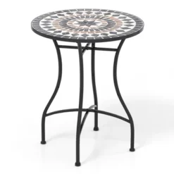 Tangkula 24" Bistro Table W/ Ceramic Tile Tabletop Heavy-Duty Metal Structure Patio -Tangkula GUEST 71b50e7e 59fb 473c bba9 c8cce9401c4e