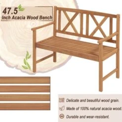 Tangkula 2-Person Acacia Wood Bench Outdoor Slats Loveseat Chair With Armrest Backrest Sturdy Frame 800lbs Load Capacity -Tangkula GUEST 71ff1d33 ac05 4551 9903 6363c73f682c