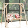 Tangkula Porch Swing Wooden Swing Rustic Frame Patio Furniture