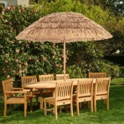Tangkula 6.5Ft Tiki Beach Umbrella With Base Hawaiian Style PP Grass With Tilt Adjustment 8 Ribs Thatched With Carry Bag For Garden & Pool Natural 13 Tangkula 6.5Ft Tiki Beach Umbrella With Base Hawaiian Style PP Grass With Tilt Adjustment 8 Ribs Thatched With Carry Bag For Garden & Pool Natural -Tangkula GUEST 7259b3a8 e790 4cc7 8c41 152baa4b1b6d