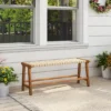 Tangkula 47" Long Teak Wood Patio Bench W/Weave Seat Solid Wood Legs Backless For Porch -Tangkula GUEST 729486f2 165d 4652 b9a2 53a588bfcd24