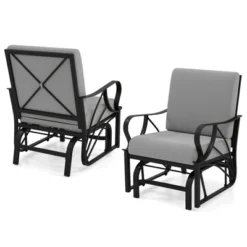 Tangkula 2PCS Patio Glider Chair Single Outdoor Rocking Chair W/ Seat & Back Cushions -Tangkula GUEST 729c4578 2f44 4e5e aef4 7f2a17dcd4d5