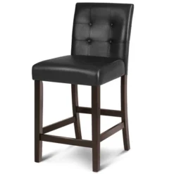 Tangkula Set Of 4 Bar Stools 25inch Counter Height Barstool Pub Chair Rubber Wood Black -Tangkula GUEST 72bd5e89 cea6 458f 9a4a c1224cac4f0d