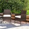 Tangkula Outdoor 2 PCS Rattan Dining Chair Patio Cushioned Arm Chair W/Zipper Brown -Tangkula GUEST 72e5960f 4bac 4a7c 9b5e 2a3de2a0b489