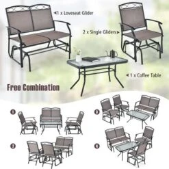 Tangkula 2 PCS Patio Glider Conversation Set Outdoor Loveseat Glider Chair W/ Tempered Glass Coffee Table -Tangkula GUEST 731e997b 3218 454d 9c32 c89446f6ebcc