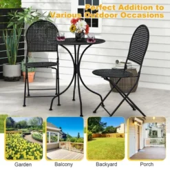 Tangkula 3 PCS Patio Bistro Set All-weather Metal Table & Chair Set For 2 Person Modern Furniture Set -Tangkula GUEST 736ec52c 39c3 428b b2c3 beb5045772cd