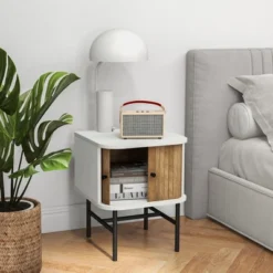Tangkula Set Of 2 Nightstand Compact Modern End Side Table W/ Sliding Doors -Tangkula GUEST 737b9880 3357 41b7 949e a42cb1bd7e73