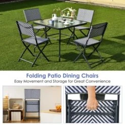Tangkula Set Of 4 Patio PE Rattan Folding Chairs Dining Chairs With Anti-rust Frame For Garden Backyard -Tangkula GUEST 739cd6c0 62a6 40c0 a14f 0979779c2559