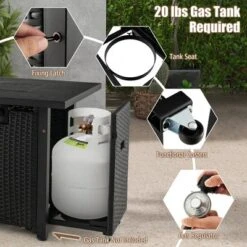 Tangkula Propane Gas Fire Pit Table 52 Inch Propane Fire Pit W/ Wind Guard 50,000 BTU Heat Output Black -Tangkula GUEST 74463f02 1d13 45b6 9c33 35eba827ae21