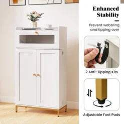 Tangkula Kitchen Pantry Cabinet Power Outlet & APP Control LED Lights Acrylic Flip Door -Tangkula GUEST 7457c9d4 ba57 46bf ba7e 1c34505a7b11