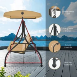Tangkula 3-Seat Outdoor Converting Patio Swing Glider Adjustable Canopy Porch Swing -Tangkula GUEST 746225f1 f0ae 4b9f 984f b7b8fa2a6a07