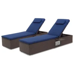 Tangkula 2PCS Chaise Lounge W/ 6-level Backrest Comfy Seat Cushion & Headrest Patio -Tangkula GUEST 74c2b42e a4cc 4229 a147 0b3980ac8d29