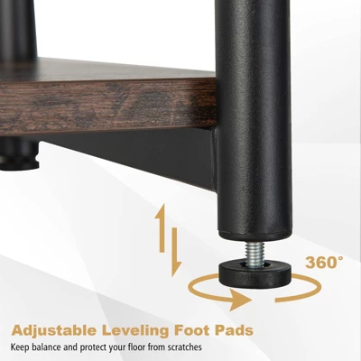 Tangkula 3-Tier Industrial Side Table Nightstand With Removable Mesh Metal Shelf Adjustable Leveling Foot Pads End Table 6 Tangkula 3-Tier Industrial Side Table Nightstand With Removable Mesh Metal Shelf Adjustable Leveling Foot Pads End Table - Image 4