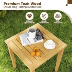 Tangkula 2 PCS Patio Nesting Table Teak Wood Outdoor Space Saving Design Square End Table -Tangkula GUEST 74c7eea2 9af8 4189 a177 2c84d4a39552