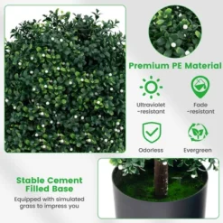 Tangkula 2 PCS Artificial Boxwood Topiary Ball Tree W/ Rated Leaves 343 White Fruits For Home -Tangkula GUEST 74e3d4c4 a82a 47f5 8f71 fe55d94653d0