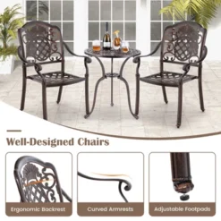Tangkula 4PCS Cast Aluminum Chairs Outdoor Metal Armchairs W/ Ergonomic Curved Seat Patio -Tangkula GUEST 74e7a703 7b49 4c1e 9a20 dee0e1285561 1